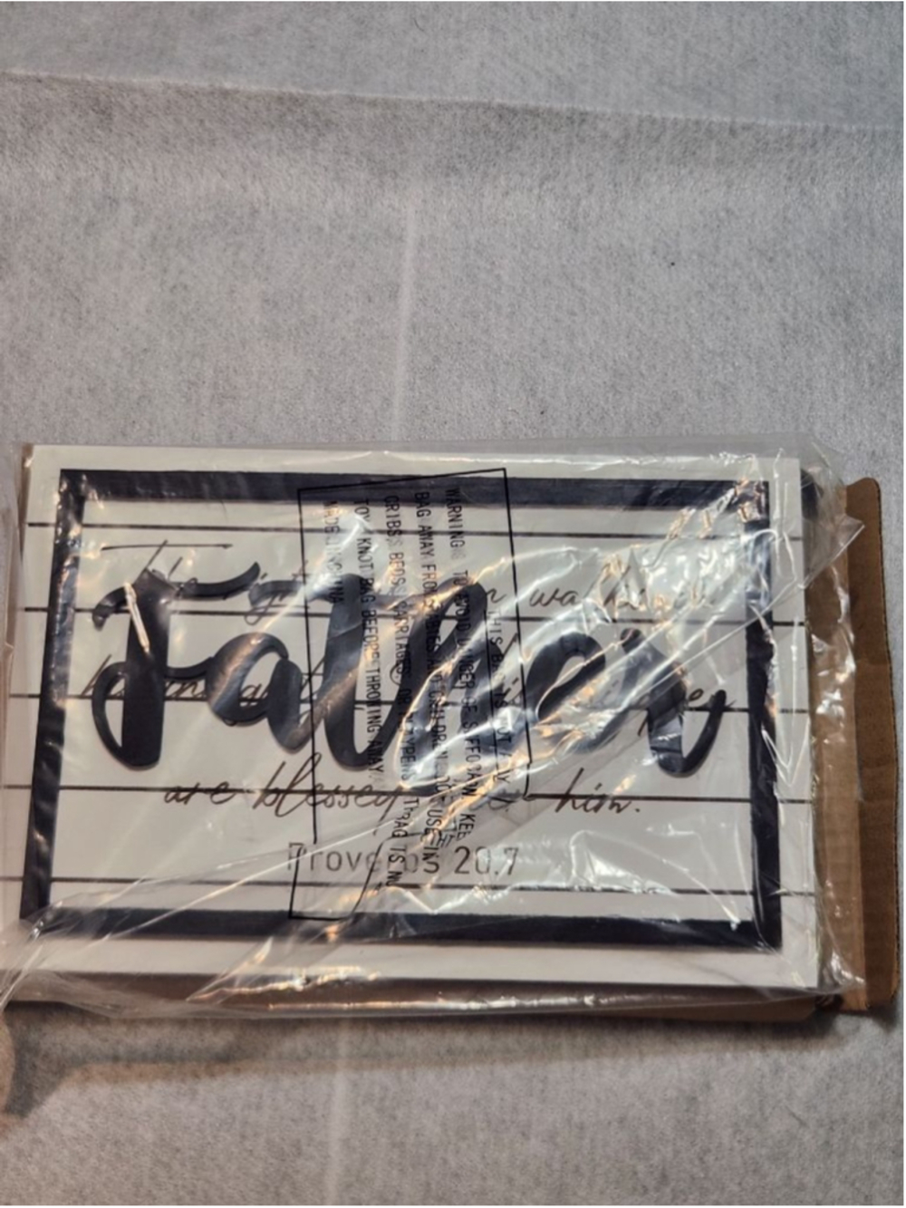 Wooden "Father" Bible Verse Farmhouse Shiplap Plaque Hanging Wall Decor NIB Gift